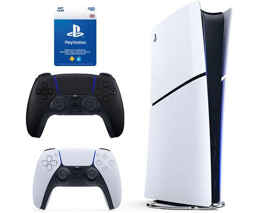 Sony PS5 Digital Slim with £50 Playstation Store Gift Card + Black Controller