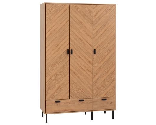 LEON 3 DOOR 2 DRAWER WARDROBE - MEDIUM OAK EFFECT