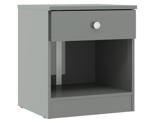 DENVER 1 DRAWER BEDSIDE - GREY GLOSS