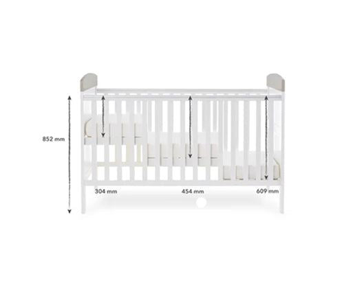 Elephants Grey Cot Bed + Fibre Mattress