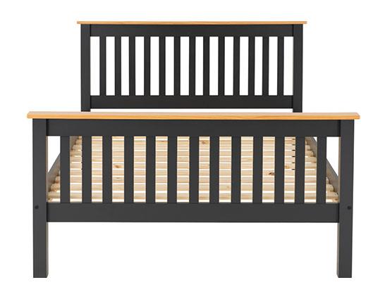 MONACO 4'6" HIGH END BED - DARK GREY/OAK EFFECT