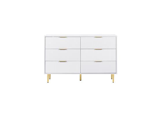 Zara 6 Drawer Fluted Chest - White