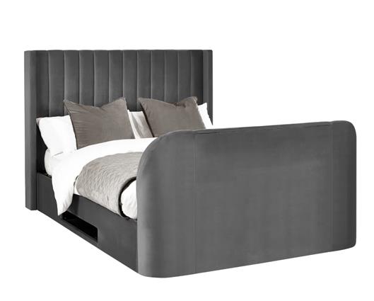 Clara Side Lift Ottoman TV Bed Dark Grey - Double