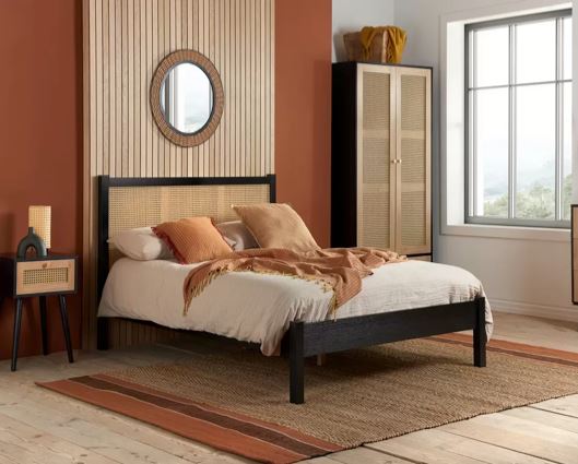 Croxley King Rattan Bed- Black