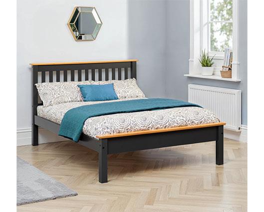 MONACO 5' LOW END BED - DARK GREY/OAK EFFECT
