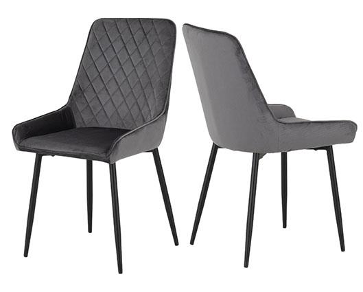 ATHENS RECT & AVERY DINING SET (X4 CHAIRS) - MEDIUM OAK EFFECT/GREY VELVET