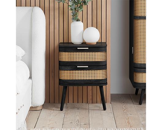 Noah 2 Drawer Bedside - Black