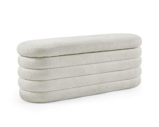 Hailey Ivory Boucle Upholstered Ottoman Storage Bench