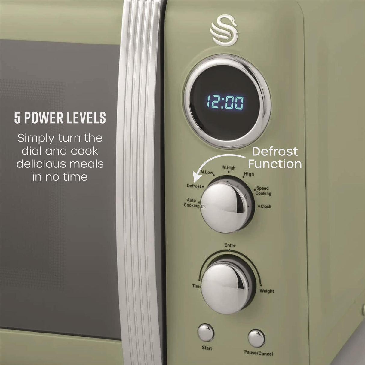 Swan Retro 800W 20L Digital Microwave Green