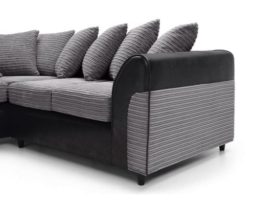 Harley Left Hand Facing Corner Sofa - Black & Charcoal