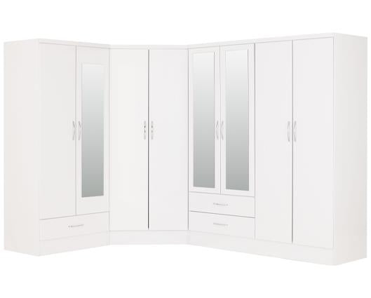 NEVADA 2 DOOR CORNER WARDROBE - WHITE GLOSS