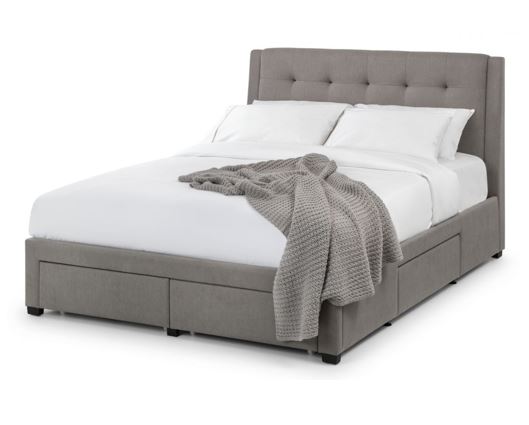 Frankie 4 Drawer Storage Fabric King Bed - Grey