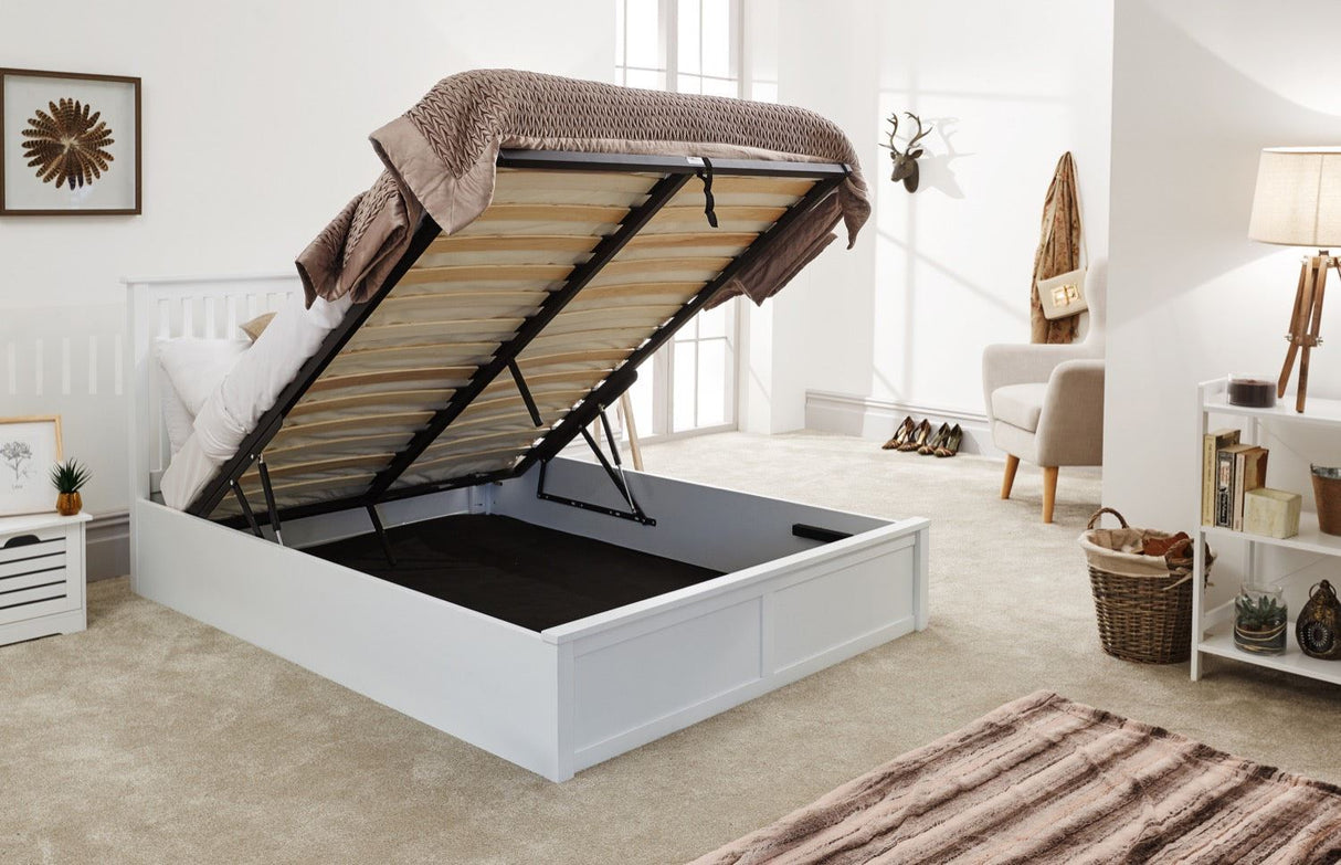 Como King Wooden Ottoman - White