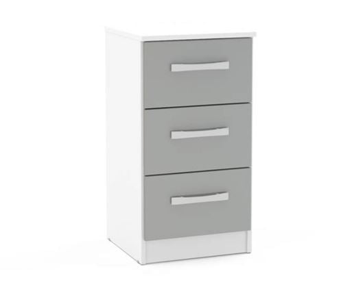 Larz 3 Drawer Bedside Table - White & Grey