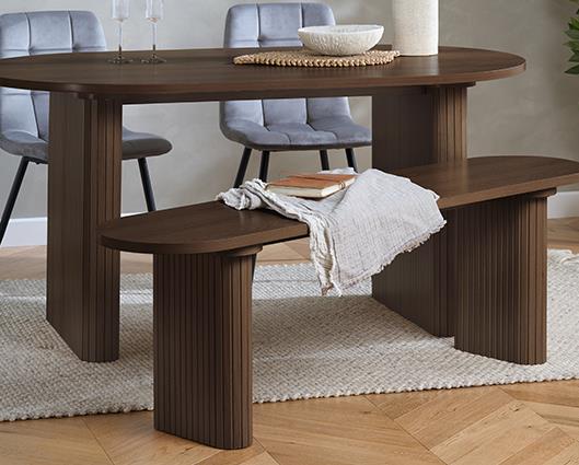 Axel Fluted Dining Bench - Walnut