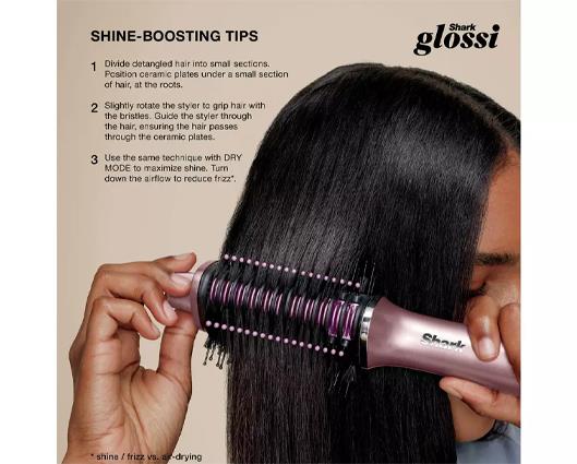 Shark Glossi 2-in-1 Hot Tool and Air Glosser | Hair Styling Brush | Anti-Frizz Hair Styler