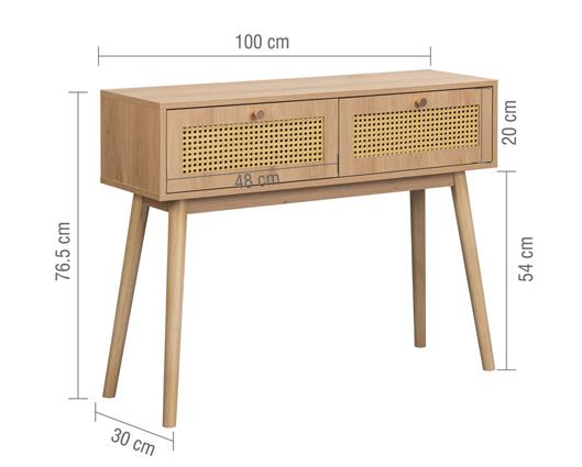 Croxley Rattan Console Table - Oak
