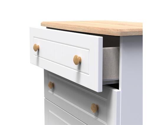 Warwick 4 Drawer Deep Chest - White Matt with Bardolino Oak Top