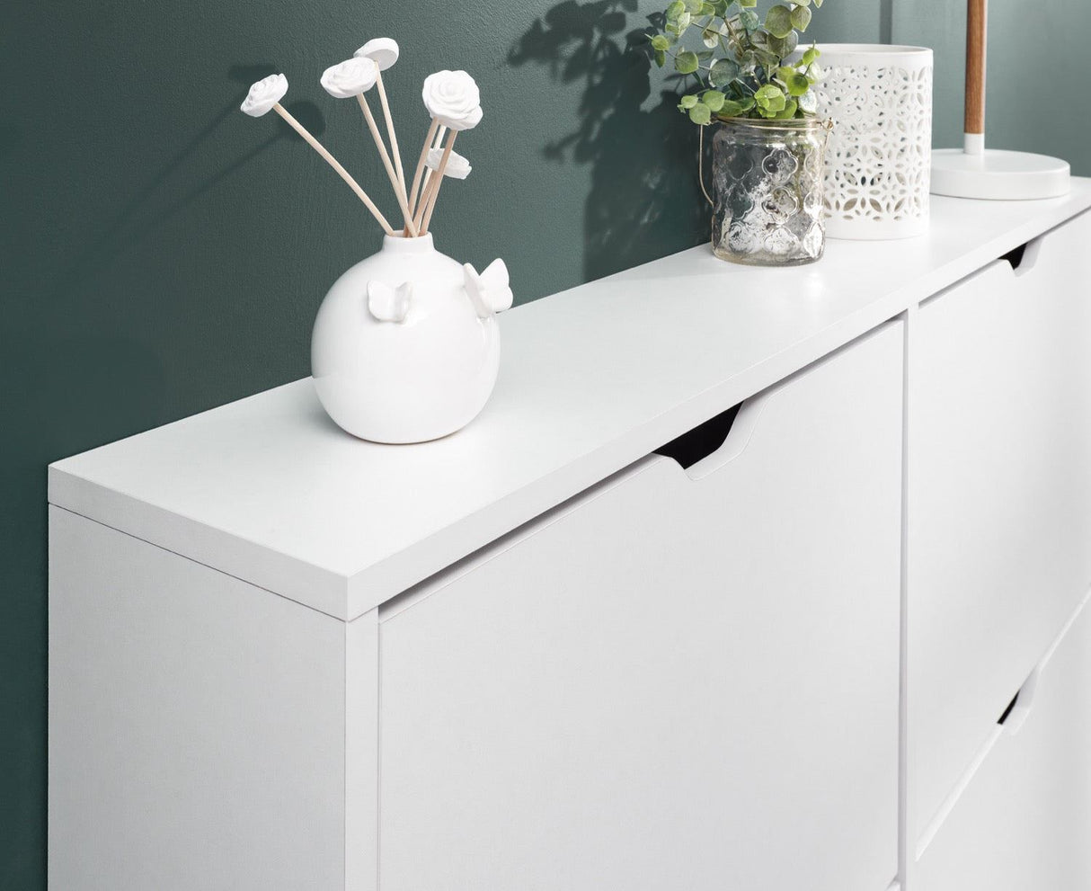 Slim 6 Drawer Shoe Cabinet-White