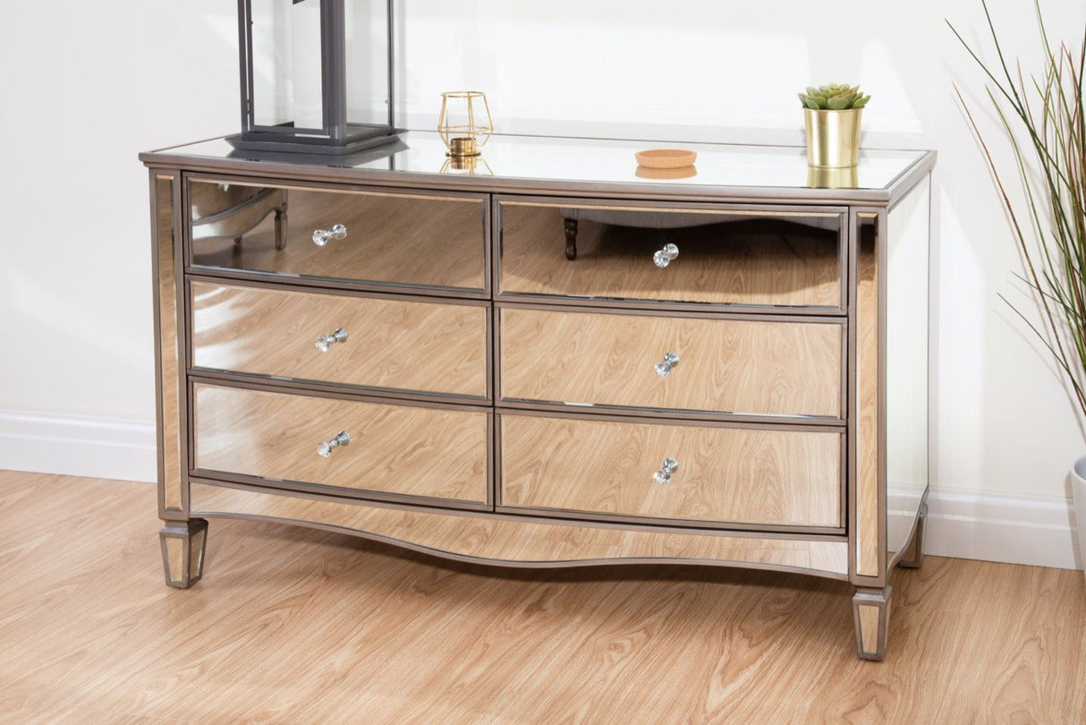 Esme 6 Drawer Wide - Mirrored