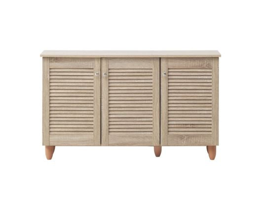 Traditional 3 Door Shoe Cabinet-Oak