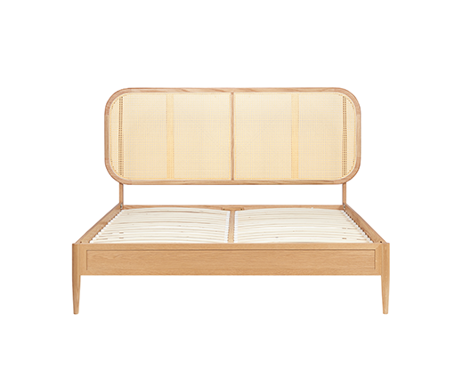 Elina Double Rattan Bed - Oak