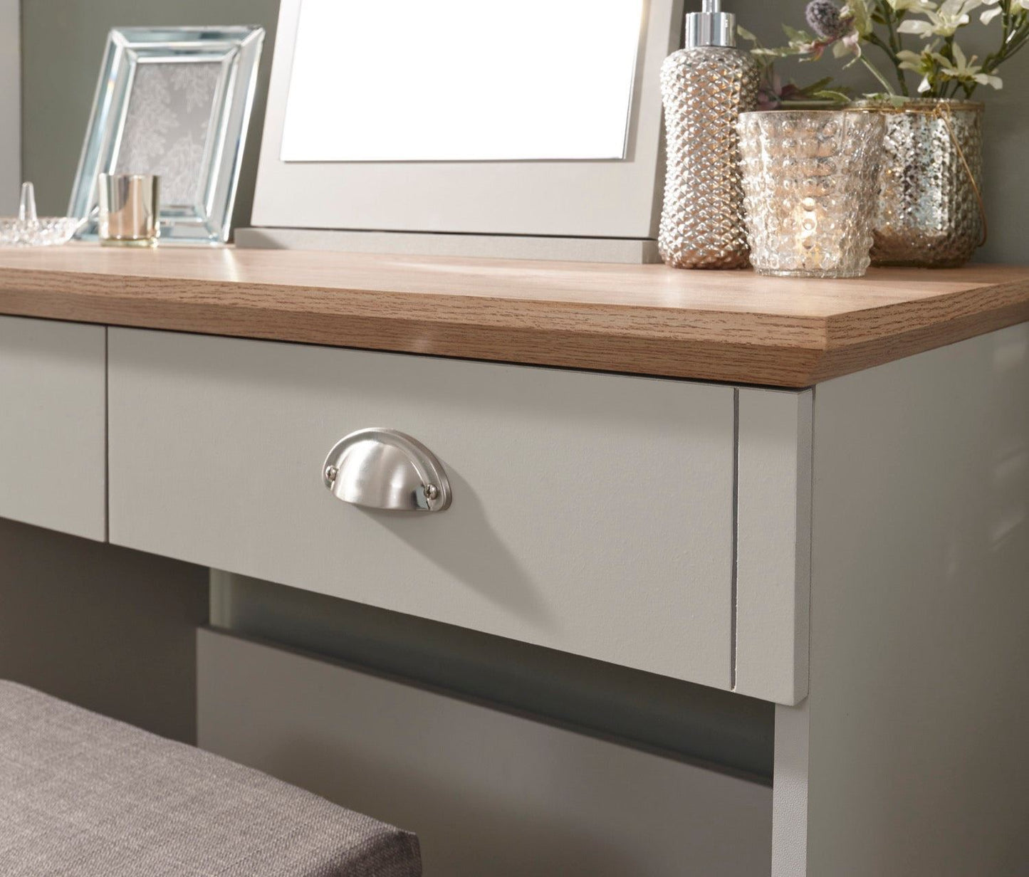 Kinsley Dressing Table With Stool-Grey