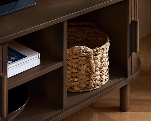 Axel Fluted Small TV Unit - Walnut