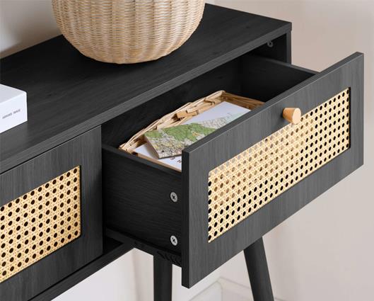 Croxley Rattan Console Table - Black