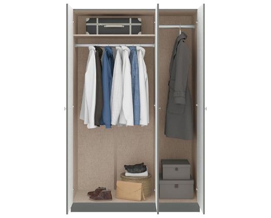 DENVER 3 DOOR WARDROBE BEDROOM SET - GREY GLOSS
