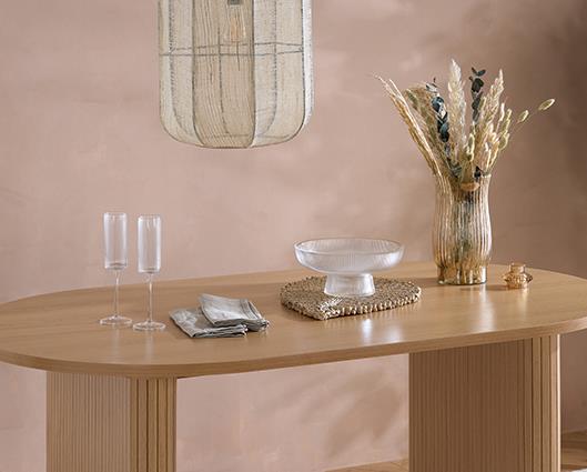 Axel Oval Fluted Dining Table - Oak