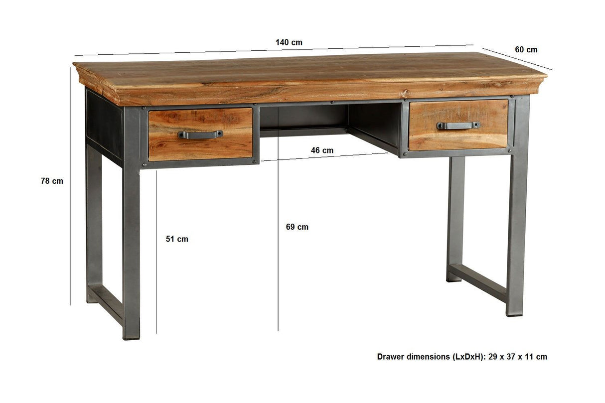 Dalax 2 Drawer Writing Desk