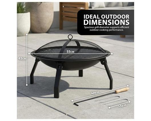 ZENO Round Fire Pit - 3 in 1 Heater/Grill/BBQ with Accessories