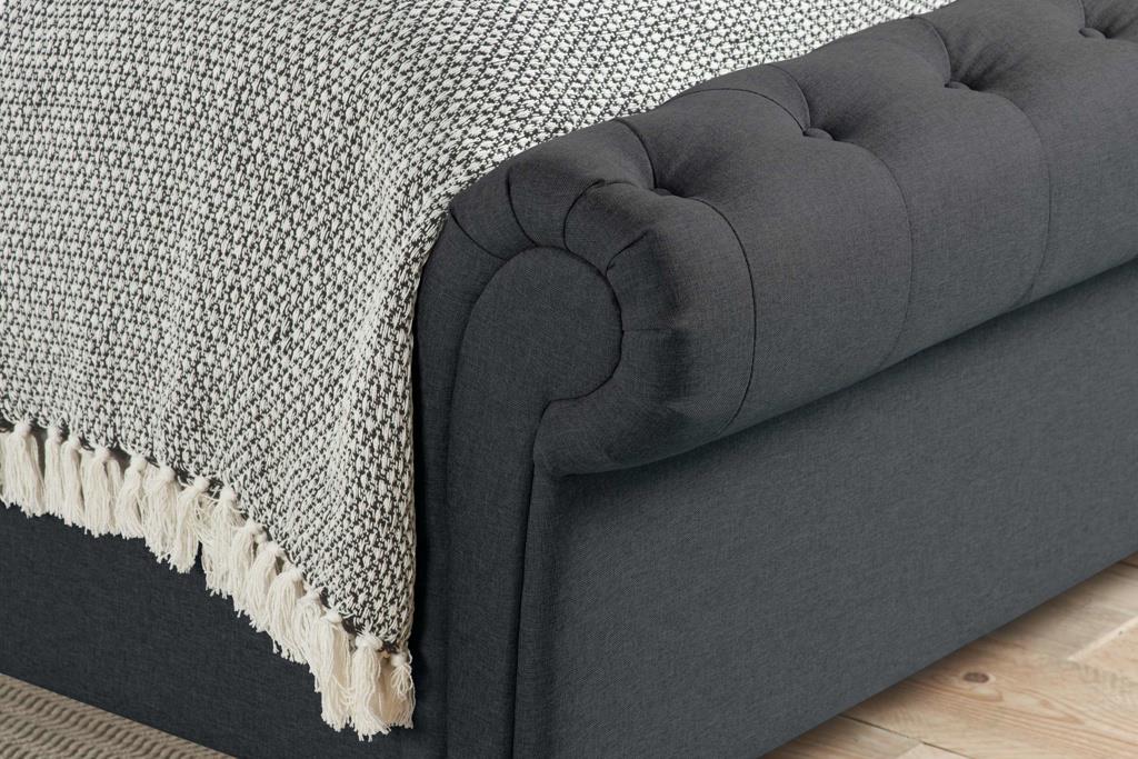 Charlton Side Lift Ottoman King Bed - Charcoal