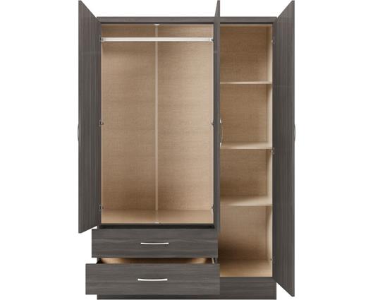 NEVADA 3 DOOR 2 DRAWER WARDROBE - BLACK WOOD GRAIN