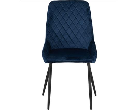AVERY EXTENDING DINING SET (X4 CHAIRS) - CONCRETE/SAPPHIRE BLUE VELVET