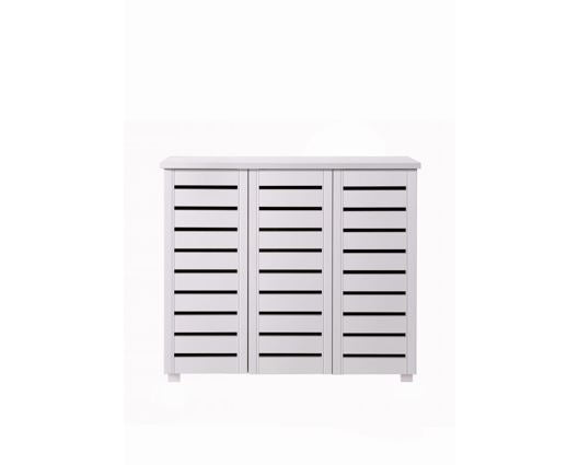 Tall 3 Door Shoe Cabinet-White