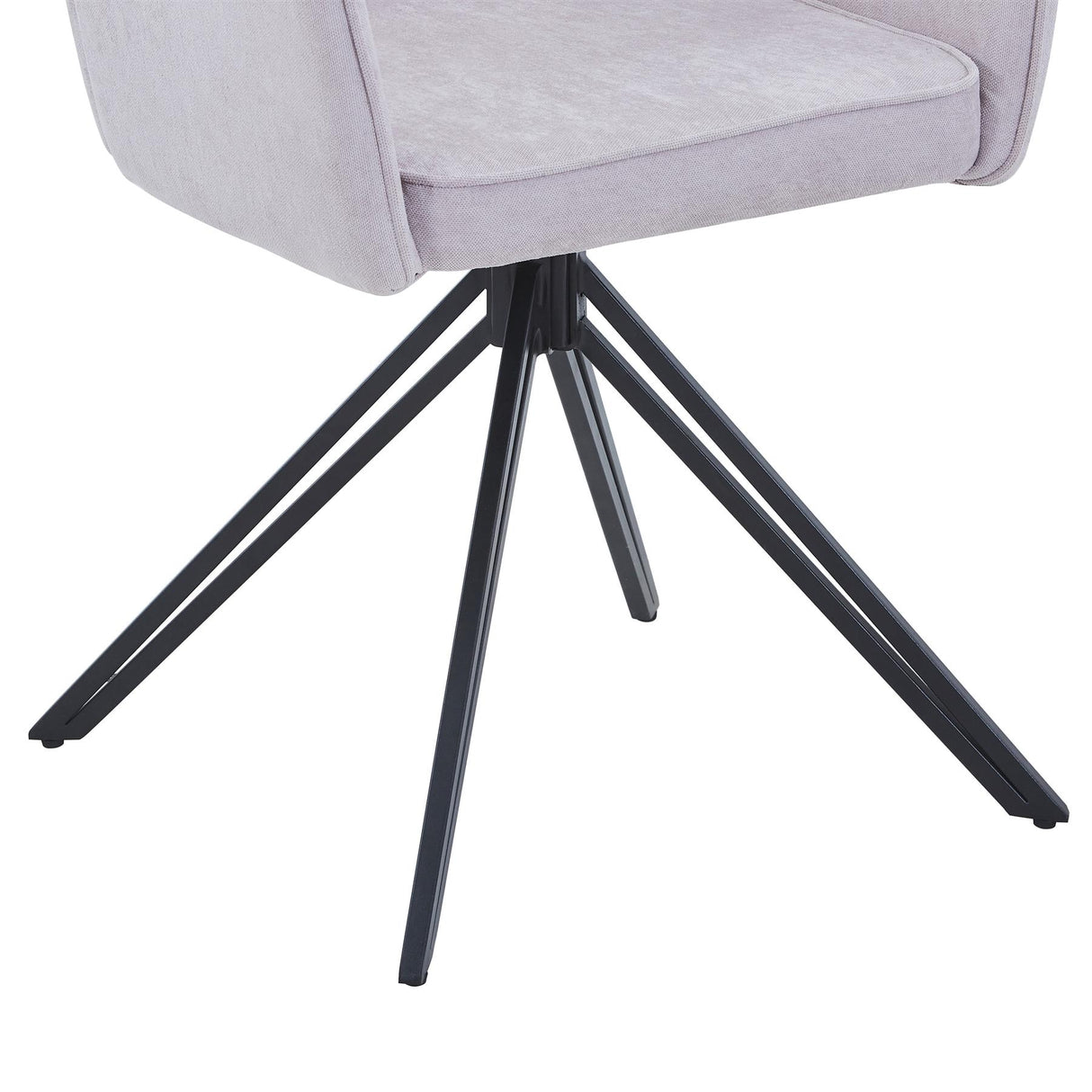 Aspen swivel dining armchairs, natural fabric with black metal legs (pair)