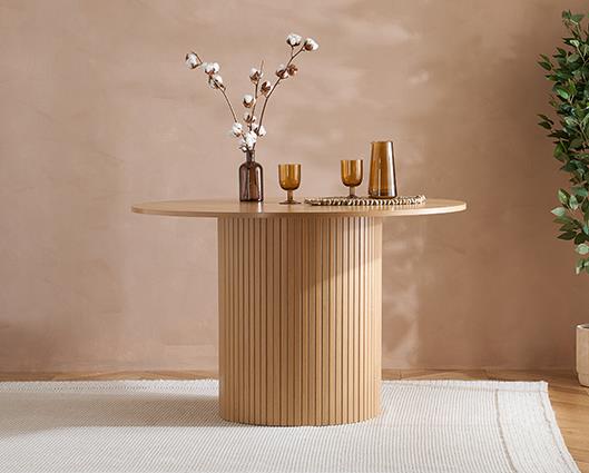 Axel Round Fluted Dining Table - Oak