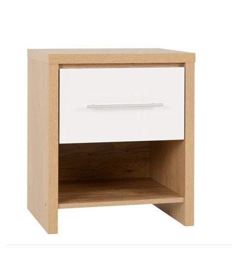 Santos Bedroom Set - White High Gloss/Light Oak Effect Veneer