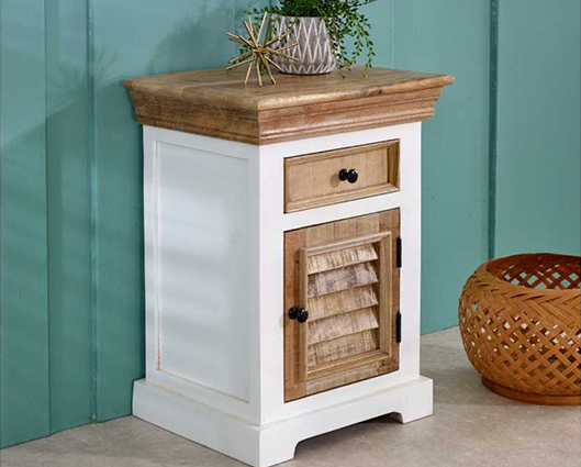 Arianna 1 Drawer + Door Solid Mango Wood Bedside Cabinet