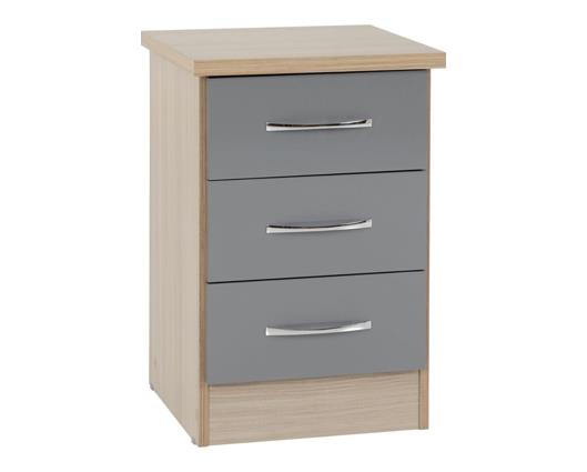 NEVADA 2 DOOR 1 DRAWER WARDROBE BEDROOM SET - GREY GLOSS/LIGHT OAK EFFECT VENEER