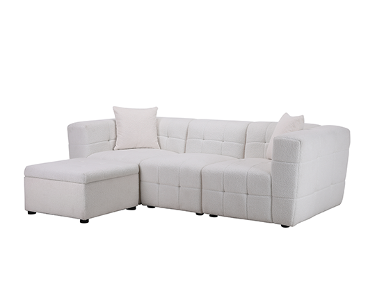 Milo 3 Seater Sofa With Footstool- White