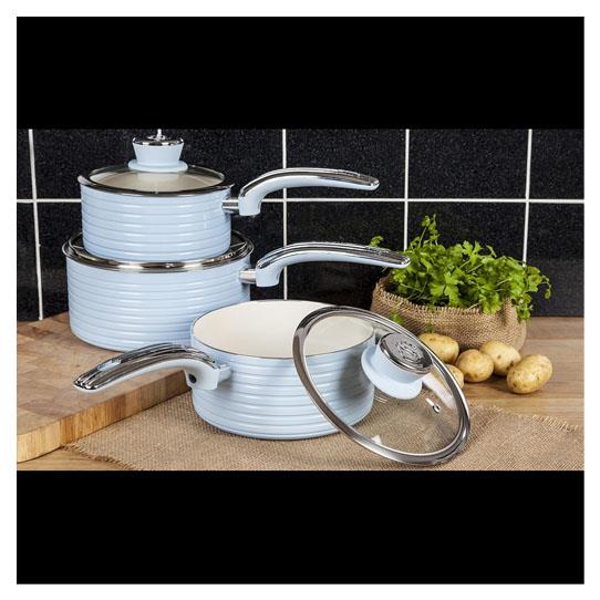 Swan Retro 5 Piece Pan Set Blue
