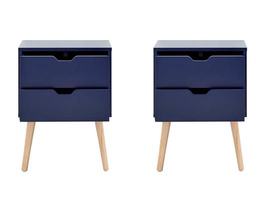 Nessi 2 Drawer Bedsides (Pair)- Nightshadow Blue