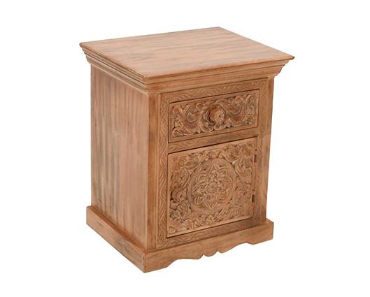 Athena Mango Wood Bedside Table With Storage