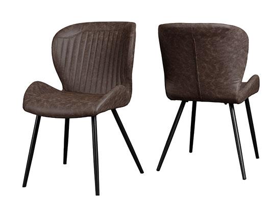 MARLOW & QUEBEC DINING SET (X4 CHAIRS) - WHITE MARBLE/BROWN FAUX LEATHER
