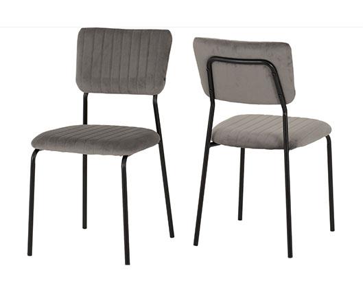 MARLOW & SHELDON DINING SET (X4 CHAIRS) - BLACK MARBLE/GREY VELVET FABRIC