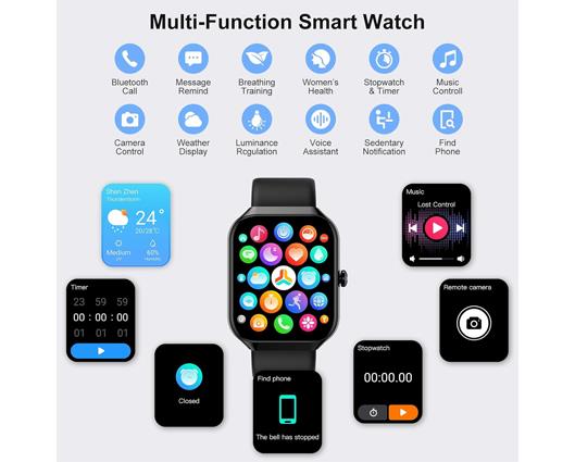 Jugeman Smart Watch & Fitness Tracker for Android/IOS - Black
