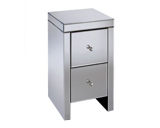 Saxen 2 Drawer Bedside Table - Mirrored